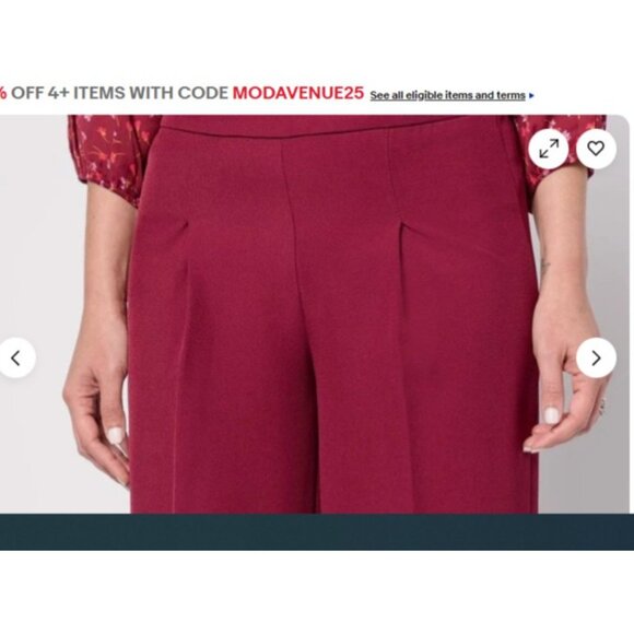 Isaac Mizrahi Live! Tall Timless Twill Wide Leg Pants Sangria Tall 4X A609901 - Picture 2 of 2